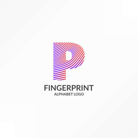 letter P abstract gradient stripes fingerprint vector logo designのイラスト素材