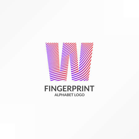 letter W abstract gradient stripes fingerprint vector logo designのイラスト素材