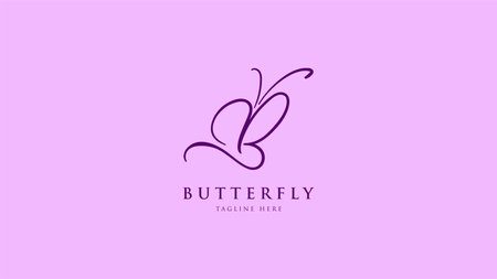 butterfly cute letter B feminine logo vector design for beauty brandのイラスト素材