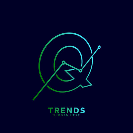dynamic outline letter Q trends statistic vector logo designのイラスト素材