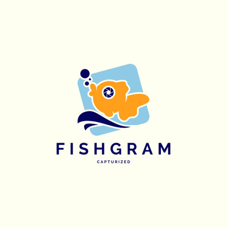 cartoon fish with lens eye illustration logo vector designのイラスト素材