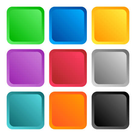 Multi color button 3d square icon background for web or print design elementのイラスト素材