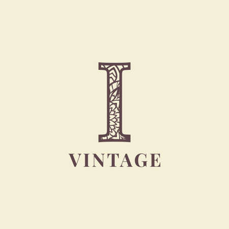 letter I vintage decoration logo vector designのイラスト素材