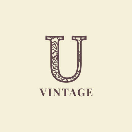 letter U vintage decoration logo vector designのイラスト素材