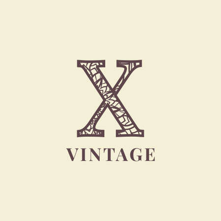 letter X vintage decoration logo vector designのイラスト素材