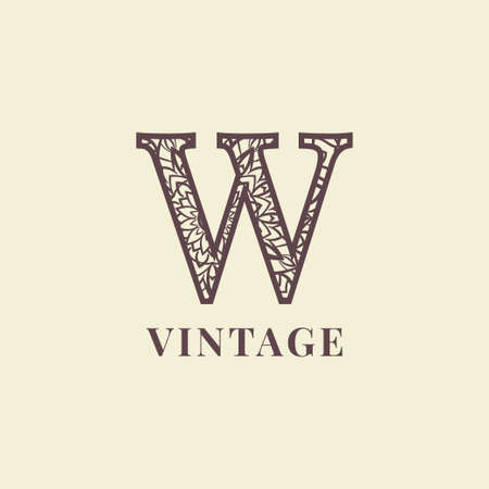 letter W vintage decoration logo vector designのイラスト素材