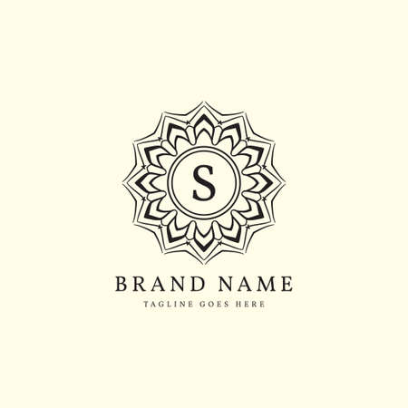 abstract round luxury letters logo design for elegant fashion brand, beauty care, yoga class, hotel, resort, jewelryのイラスト素材