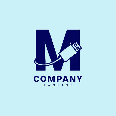 letter M usb clean and professional vector logo designのイラスト素材