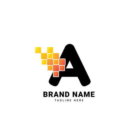 Letter A digital pixel modern gradient technology vector logo designのイラスト素材