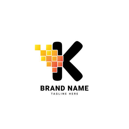 Letter K digital pixel modern gradient technology vector logo designのイラスト素材