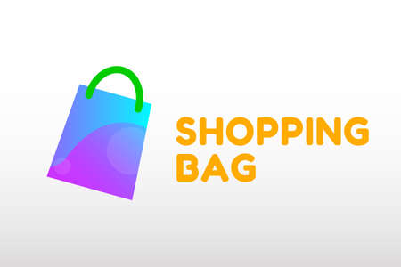 trendy gradient colorful shopping bag vector logo summer sale design elementのイラスト素材