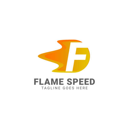 letter F flame speed vector logo designのイラスト素材