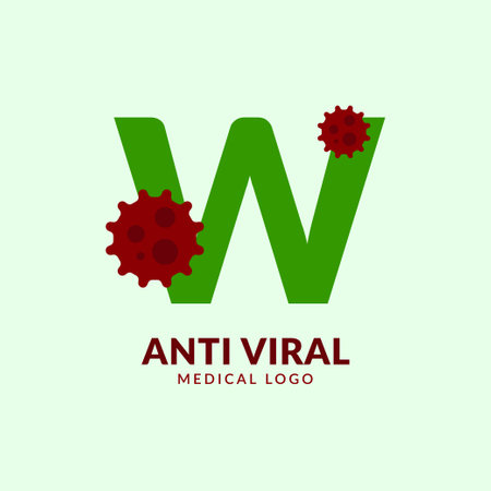 letter W antiviral medical and healthcare vector logo designのイラスト素材