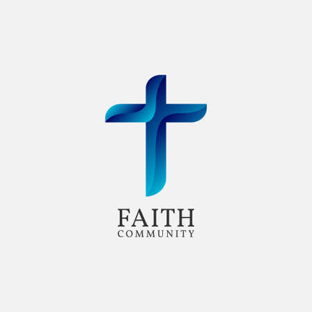 modern blue cross Christianity logo for the faith communityのイラスト素材