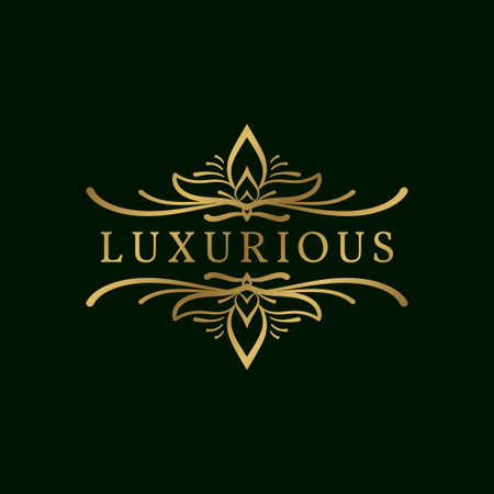 golden luxurious crest vector logo designのイラスト素材