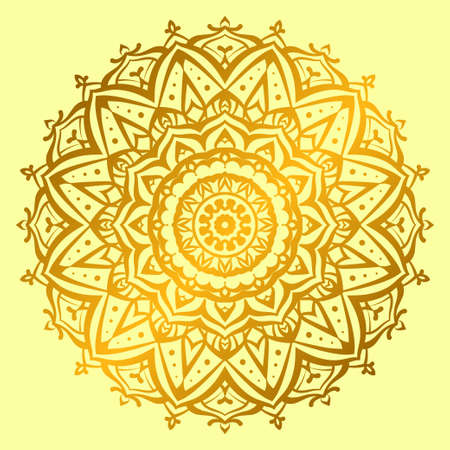 golden textured mandala art pattern for abundance vector design elementのイラスト素材