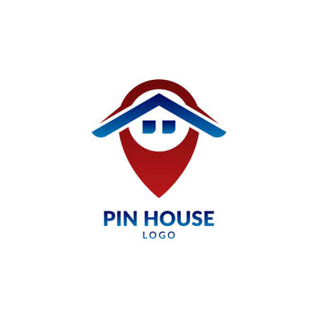 clean and modern pin house vector logo designのイラスト素材