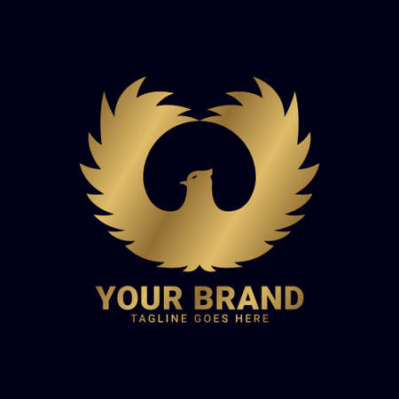 bird wings flying golden vintage vector logo designのイラスト素材