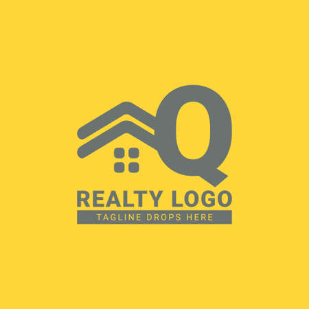 letter Q roof house vector logo design for real estate, property agent, realty rent, interior and exterior constructorのイラスト素材