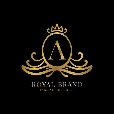 letter A royal crest vector design for vintage brand and beauty care initialのイラスト素材
