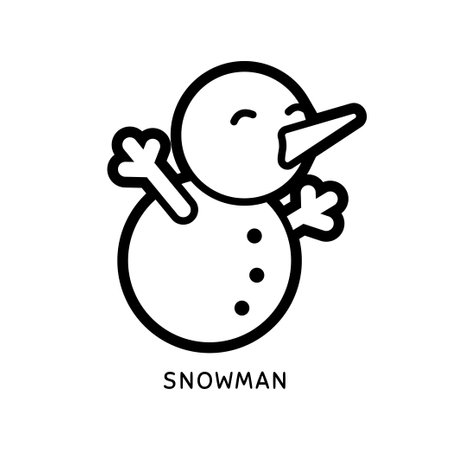 isolated simple outline cute snowman coloring book vector design elementのイラスト素材