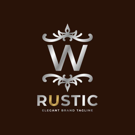 letter W rustic vector logo template design for fashion, wedding, spa, salon, hotel, restaurant, beauty careのイラスト素材