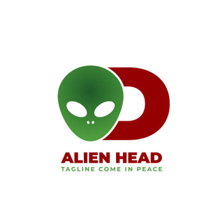 letter D alien head vector logo designのイラスト素材