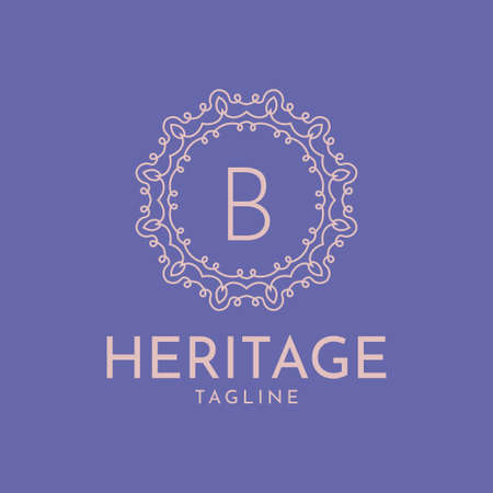letter B feminine circle frame luxury vector logo designのイラスト素材