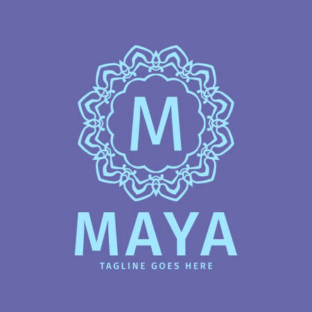 letter M circle mandala frame luxury and feminine initials vector logo designのイラスト素材