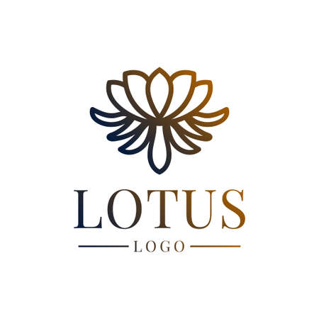 elegant lotus flower outline style vector logo designのイラスト素材
