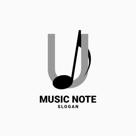 letter U with music note vector logo designのイラスト素材
