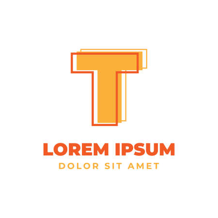 letter T trippy outline with fresh bright color alphabetic vector logo design elementのイラスト素材