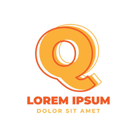 letter Q trippy outline with fresh bright color alphabetic vector logo design elementのイラスト素材