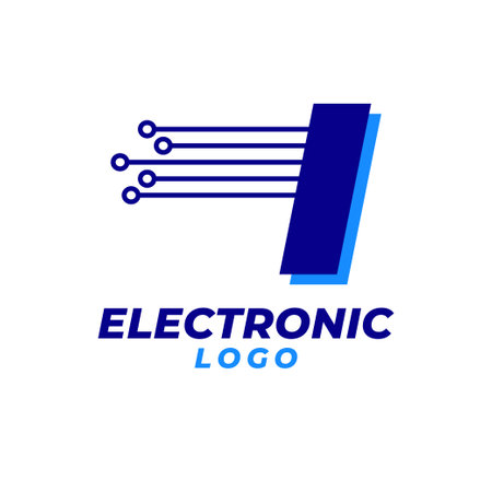 letter I with electronic circuit decoration initial vector logo design elementのイラスト素材