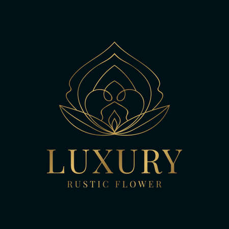 luxurious rustic flower decorative vector logo design elementのイラスト素材