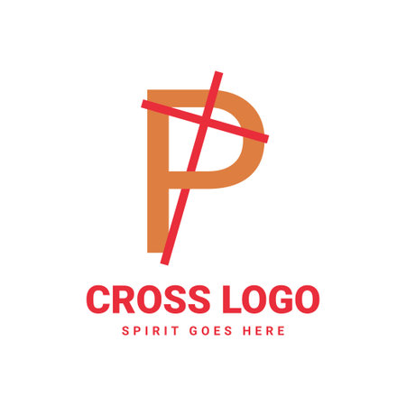 letter P initial cross vector logo designのイラスト素材
