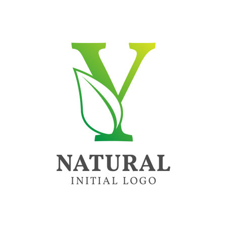 letter Y with leaf natural initial vector logo designのイラスト素材