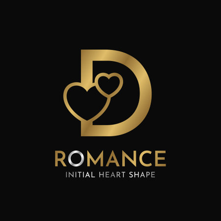 royal letter D with heart shape initial vector logo designのイラスト素材