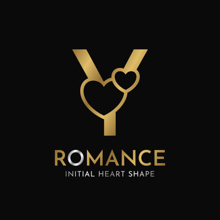 royal letter Y with heart shape initial vector logo designのイラスト素材