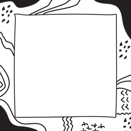 abstract doodle frame decoration vector hand drawn design element with copy space areaのイラスト素材