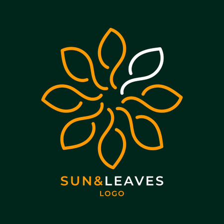 minimalist round leaves vector logo design elementのイラスト素材