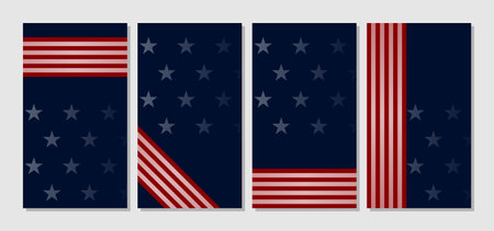 set of american flag vertical background with copy space areaのイラスト素材