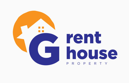 letter G house and sun vector design element for real estate logo or realty exhibitionのイラスト素材