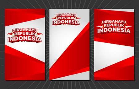 red and white modern abstract background with dummy typography of Indonesian independence dayのイラスト素材