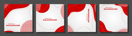 red white trendy background, abstract wavy shape and dots multipurpose modern backdropのイラスト素材