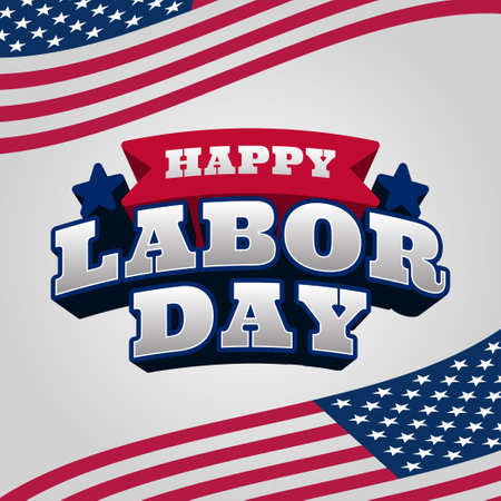 happy labor day typography american flag decoration for web or print vector design elementのイラスト素材