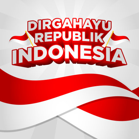 Indonesia independence day square social media greetingのイラスト素材