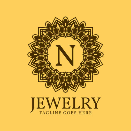 letter N circular vintage border initial vector logo designのイラスト素材