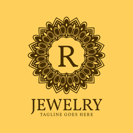 letter R circular vintage border initial vector logo designのイラスト素材