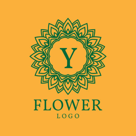 flower frame letter Y initial vector logo designのイラスト素材